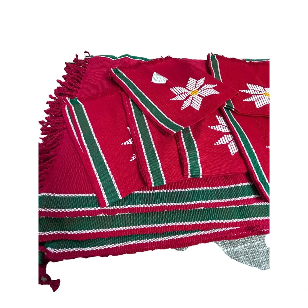 Maya Works Guatemala Hand Woven Cotton‎ Tablecloth Placemats Holiday Napkins x 6